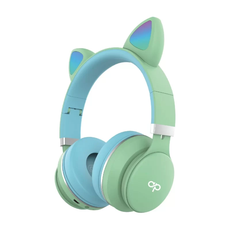Audífonos Audiopro Orejas Gato LED Bluetooth Verde