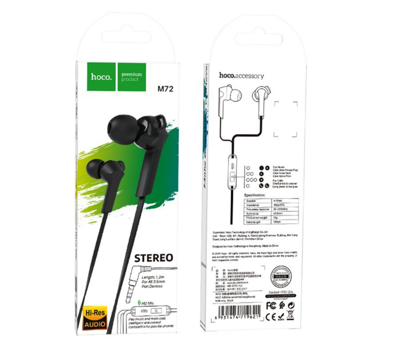 Audifónos Stereo Manos Libre Hoco M72 Negro - Imagen 2
