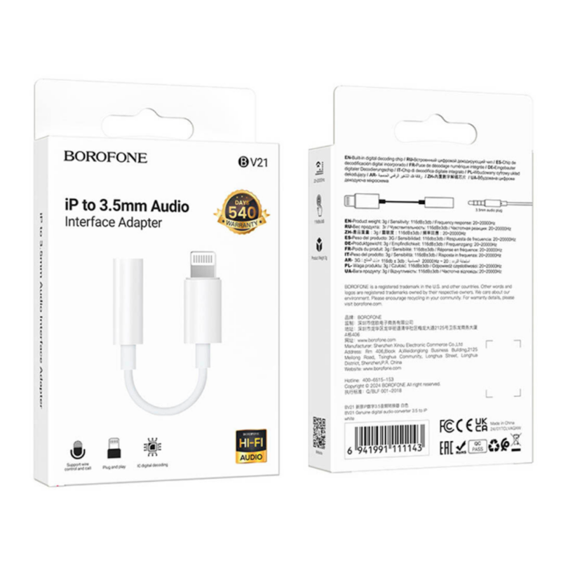 Adaptador iP a Aux 3.5mm Borofone BV21 - Imagen 2