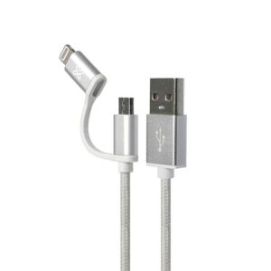 Cable 2 en 1 con conector Lightning y micro USB 1 Metro Klipxtreme KAC-210SV