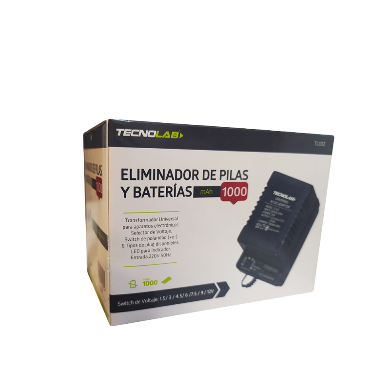 Eliminador de Pilas y Baterías 6 Tipos de Plugs 1000 mAh Tecnolab TL102 - Imagen 2